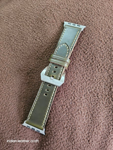 Indianleathercraft applewatchband Olive / Apple watch ultra 2 Horween Leather Apple Watch Bands