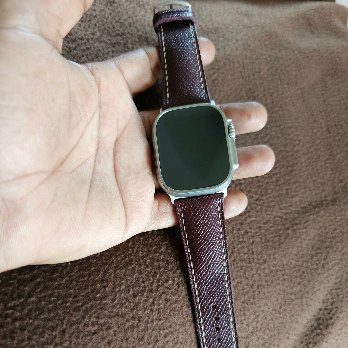 Indianleathercraft applewatchband Series 7 - 41mm / Burgundy Epsom leather apple watch bands