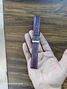 Indianleathercraft leather strap Burgundy / 18mm Epsom leather strap