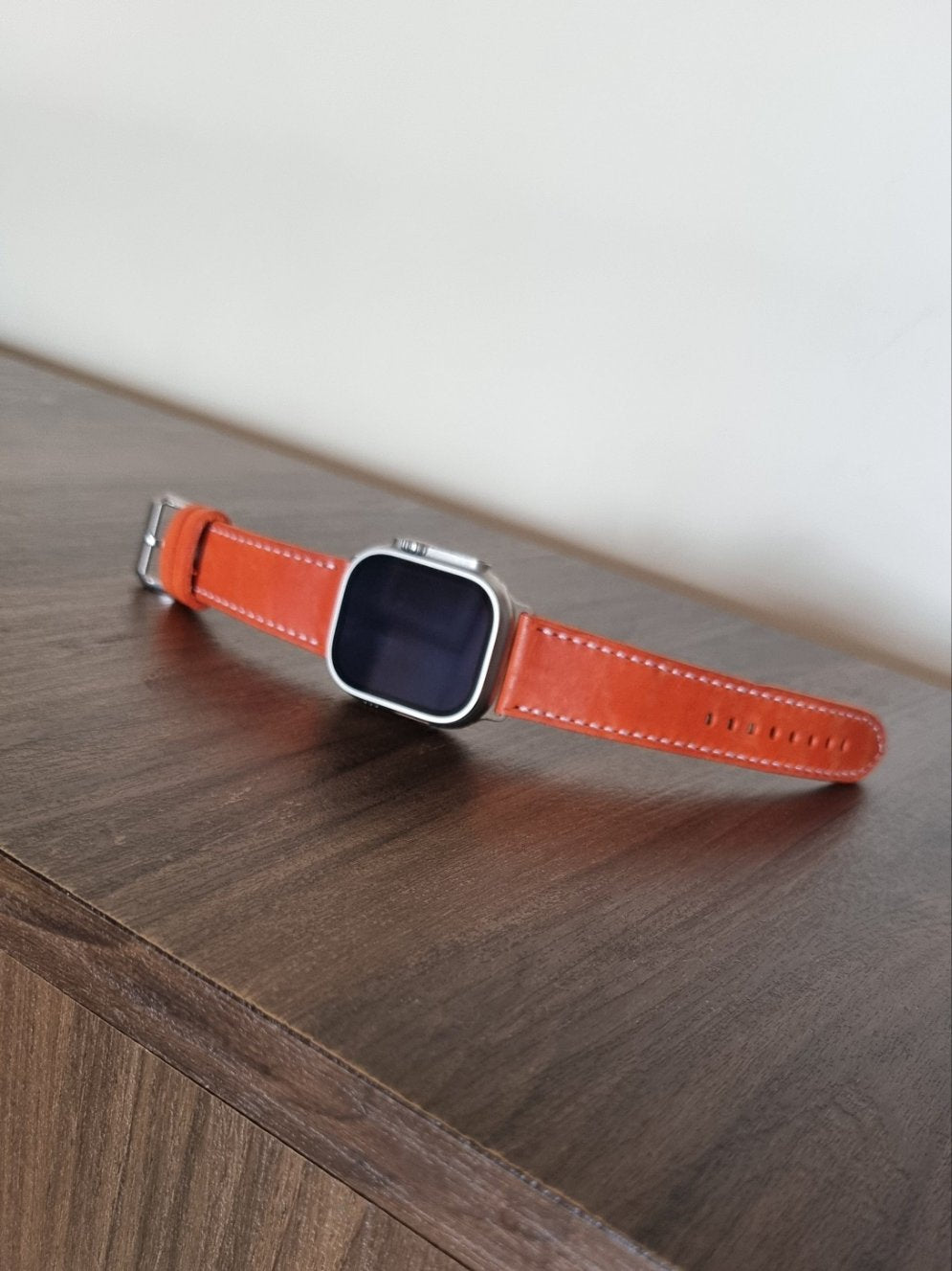 Indianleathercraft Orange Italian leather apple watch bands