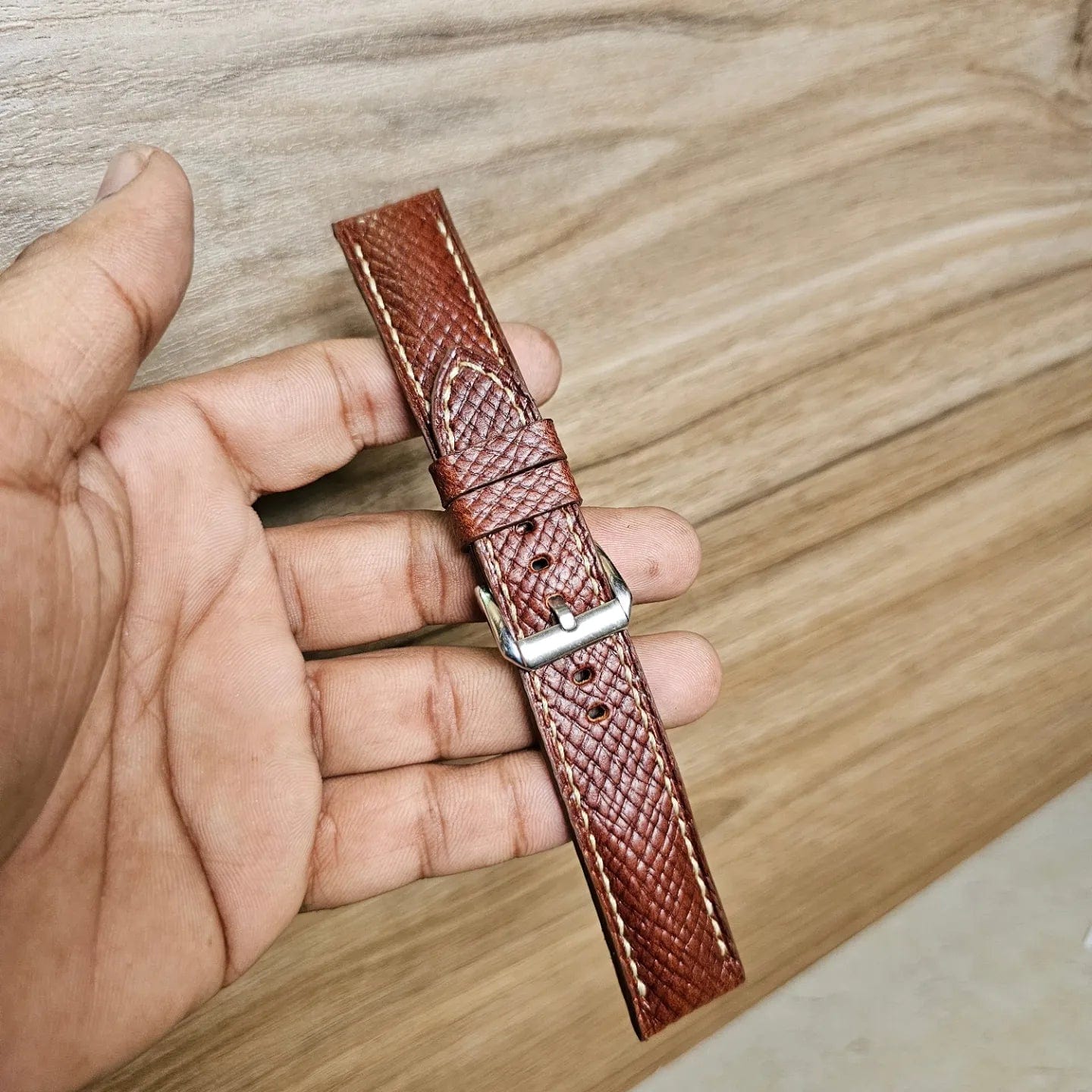 Indianleathercraft straps Brown / 18mm Handmade Italian leather strap