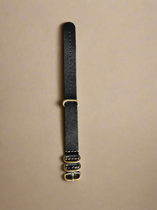 Indianleathercraft Watch Bands 20mm / Black / Gold Handmade nato leather strap