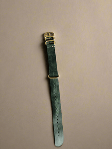 Indianleathercraft Watch Bands 20mm / Dark green / Gold Handmade nato leather strap