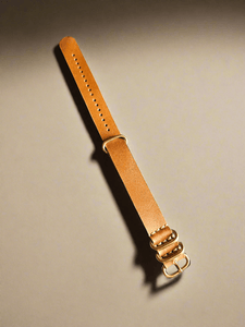 Indianleathercraft Watch Bands 20mm / Tan / Gold Handmade nato leather strap