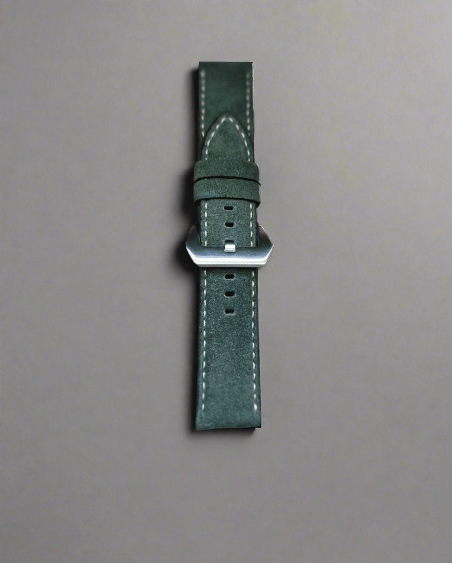 Indianleathercraft Watch Bands 22mm / Moss green Suede leather strap for panerai