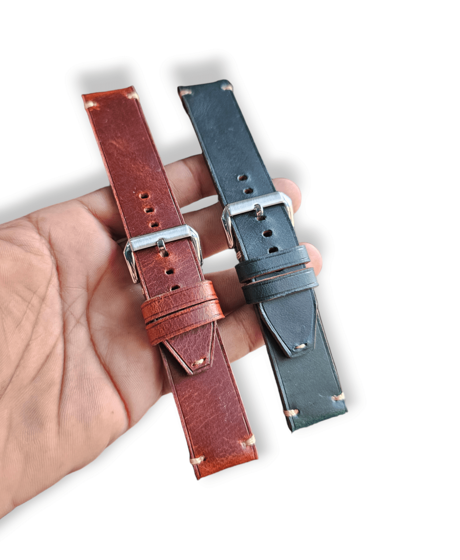 Indianleathercraft Watch Bands Handmade tobacco brown leather strap