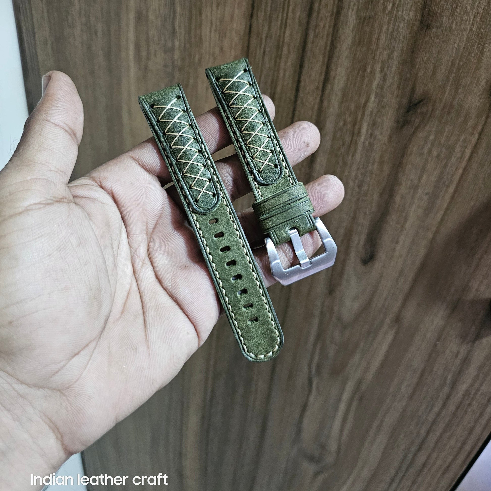 Indianleathercraft Watch Bands Olive / 20mm Fullgrain leather watch straps