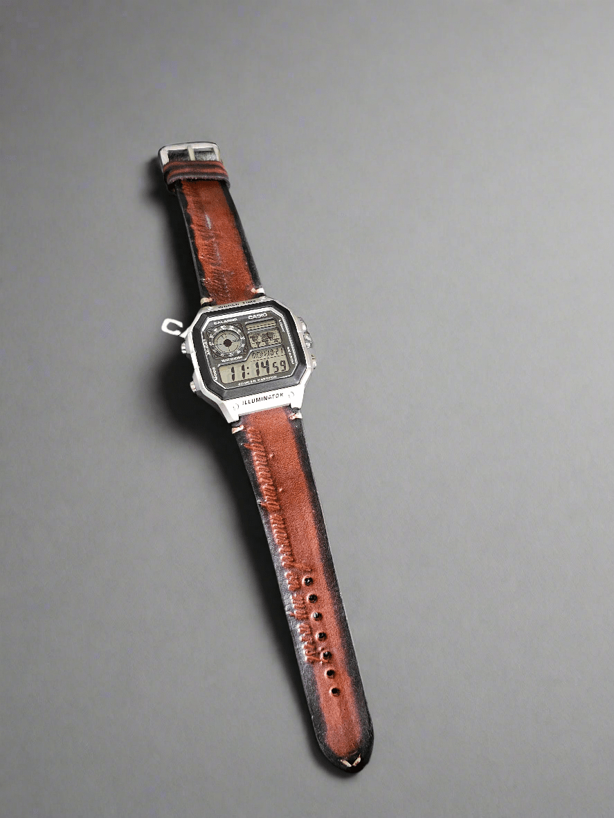 Indianleathercraft watch strap Antique tan Handmade casio watch strap