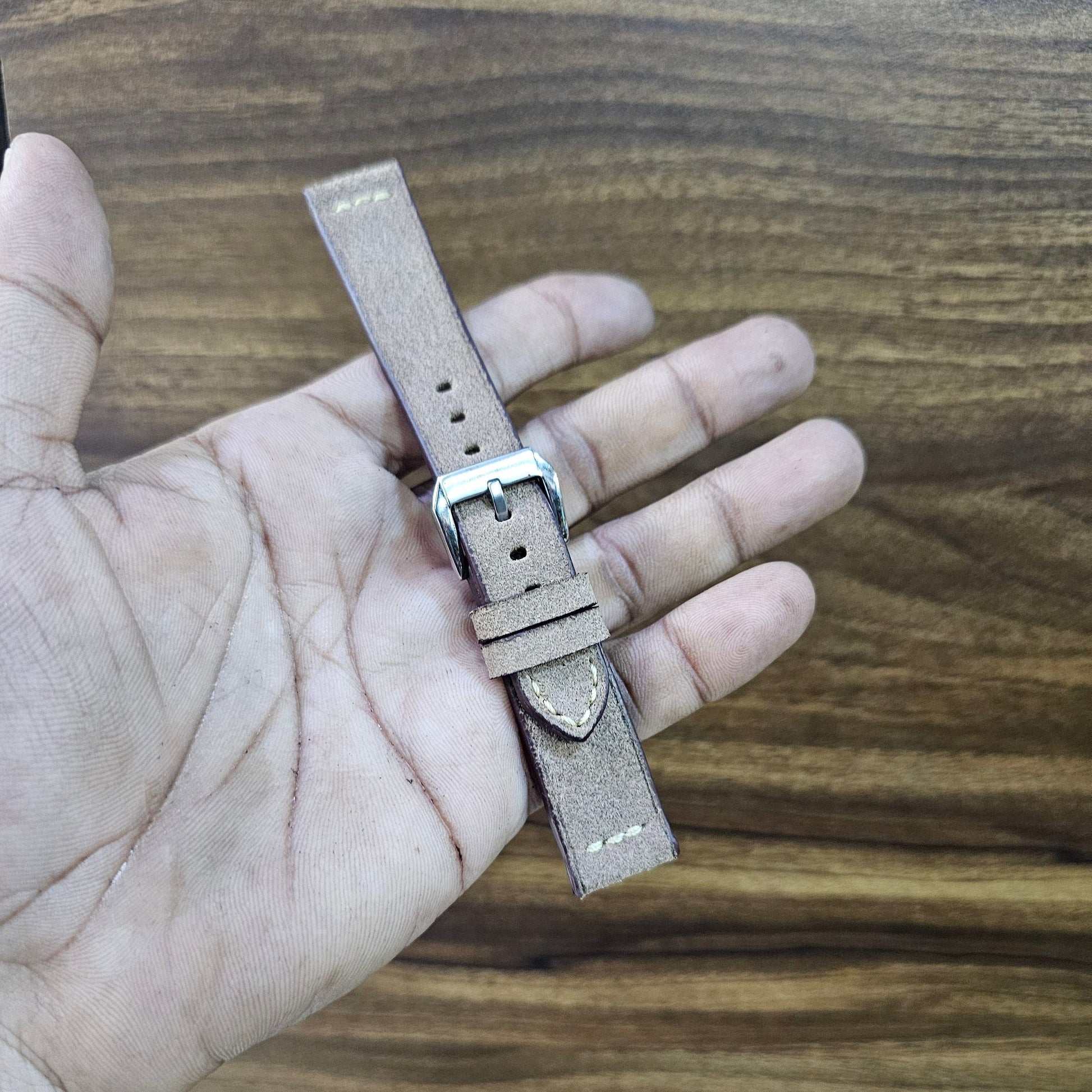 Indianleathercraft watch strap Baige suede leather strap