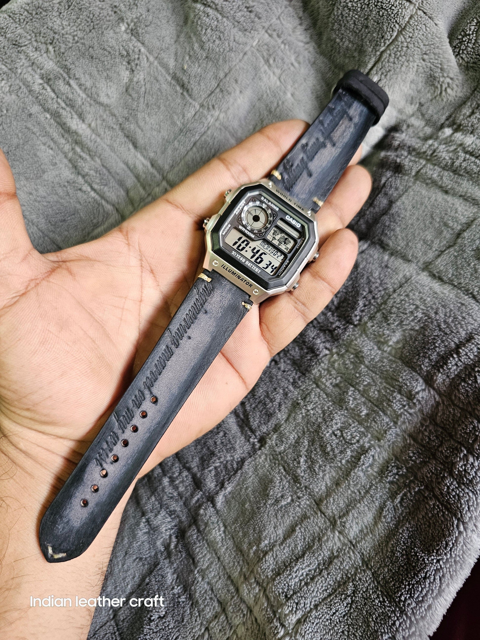 Indianleathercraft watch strap Handmade casio watch strap