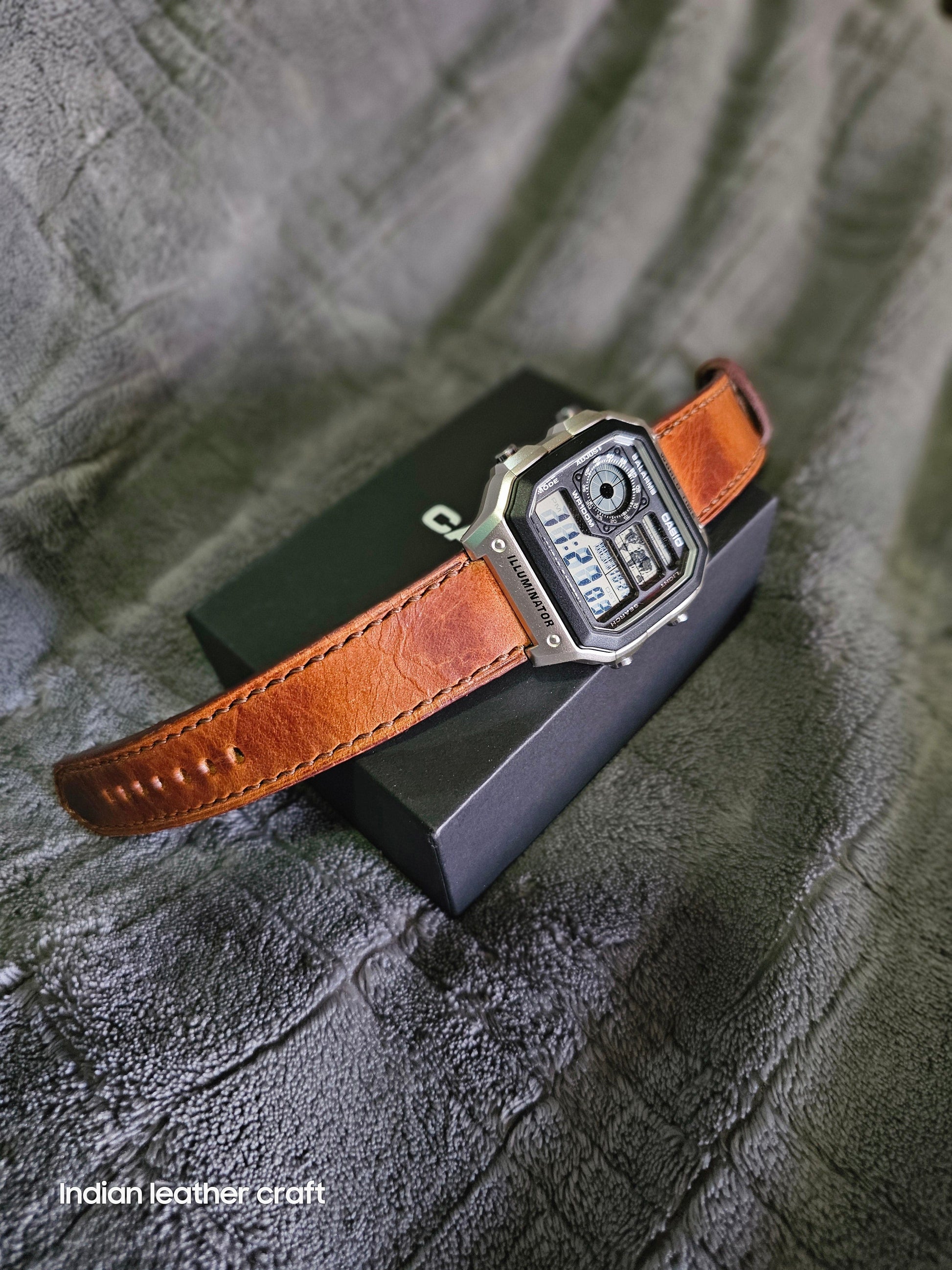 Indianleathercraft watch strap Handmade casio watch strap