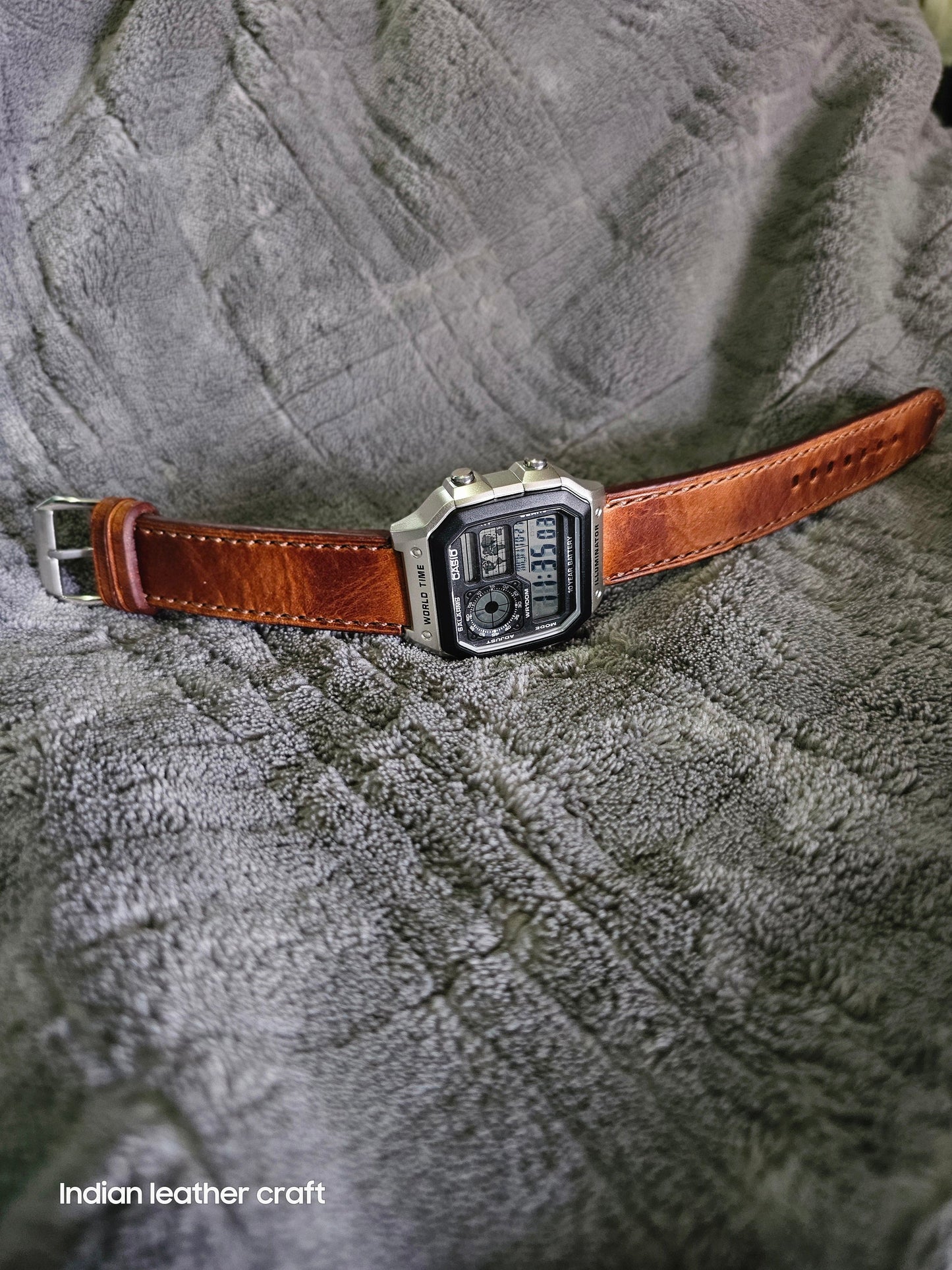 Indianleathercraft watch strap Handmade casio watch strap