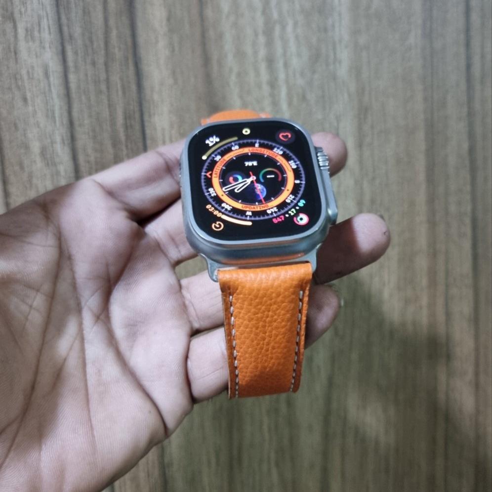 Indianleathercraft applestrap Hermes orange Apple watch ultra strap