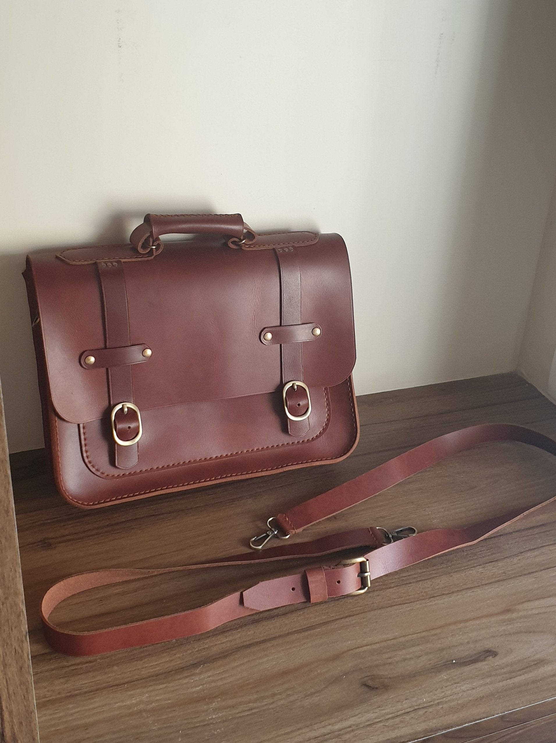 Indianleathercraft Brown Handmade fullgrain leather briefcase