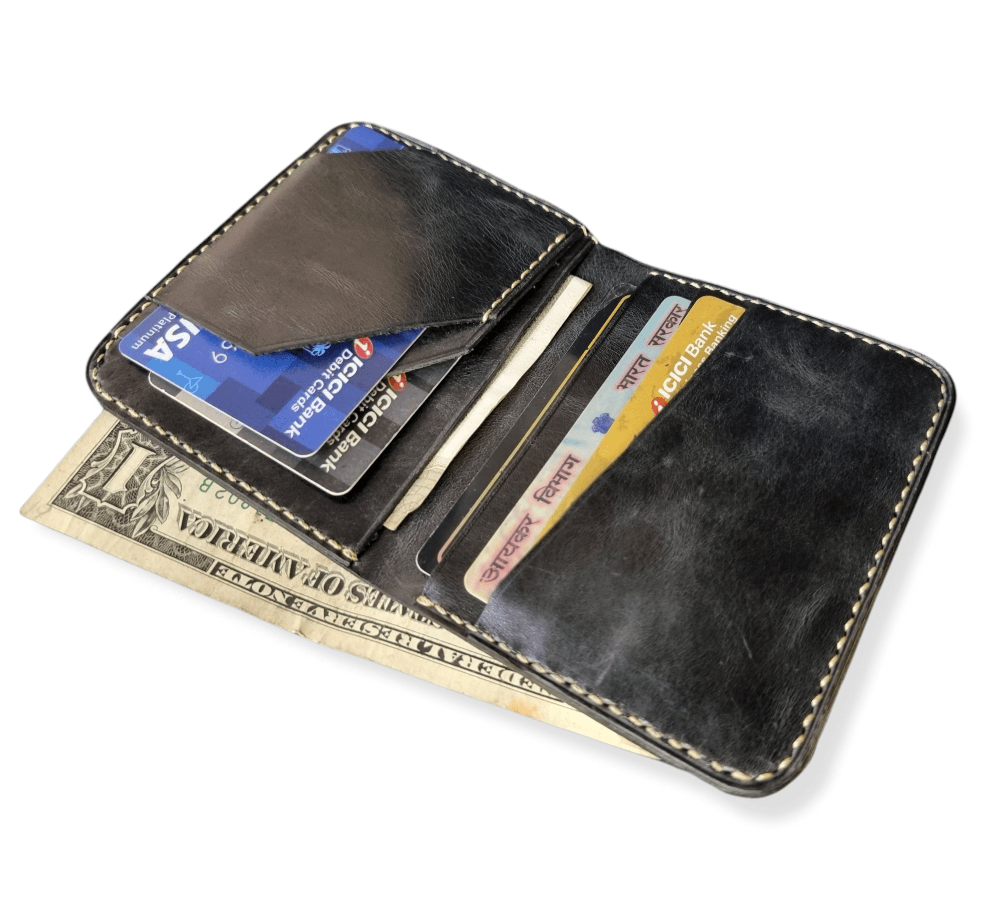 Minimalist Black Leather Card Wallet