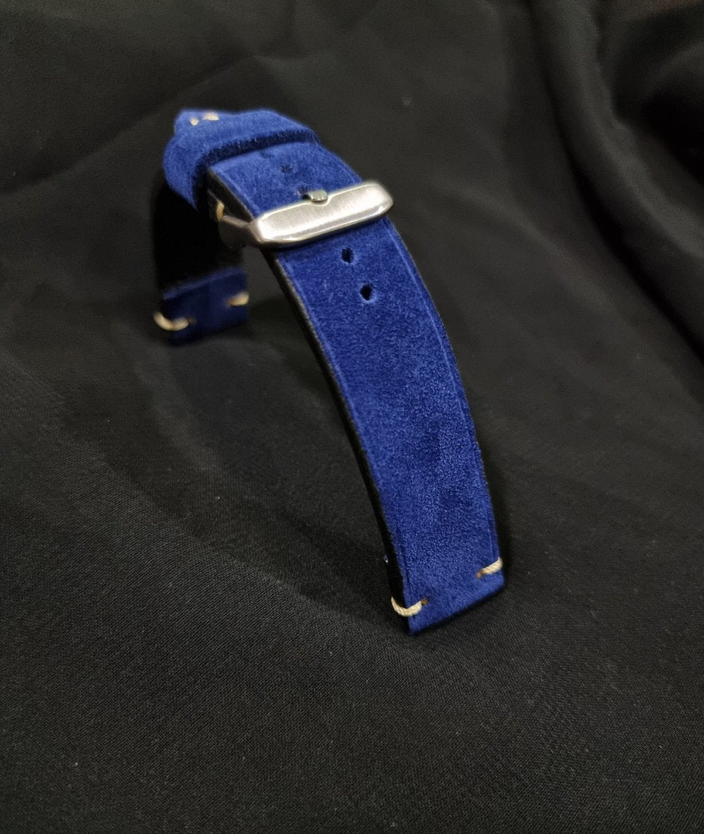 Indianleathercraft Handmade blue suede leather strap