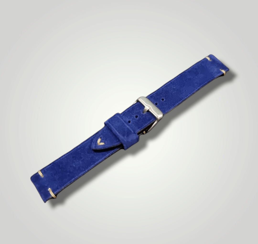 Indianleathercraft Handmade blue suede leather strap