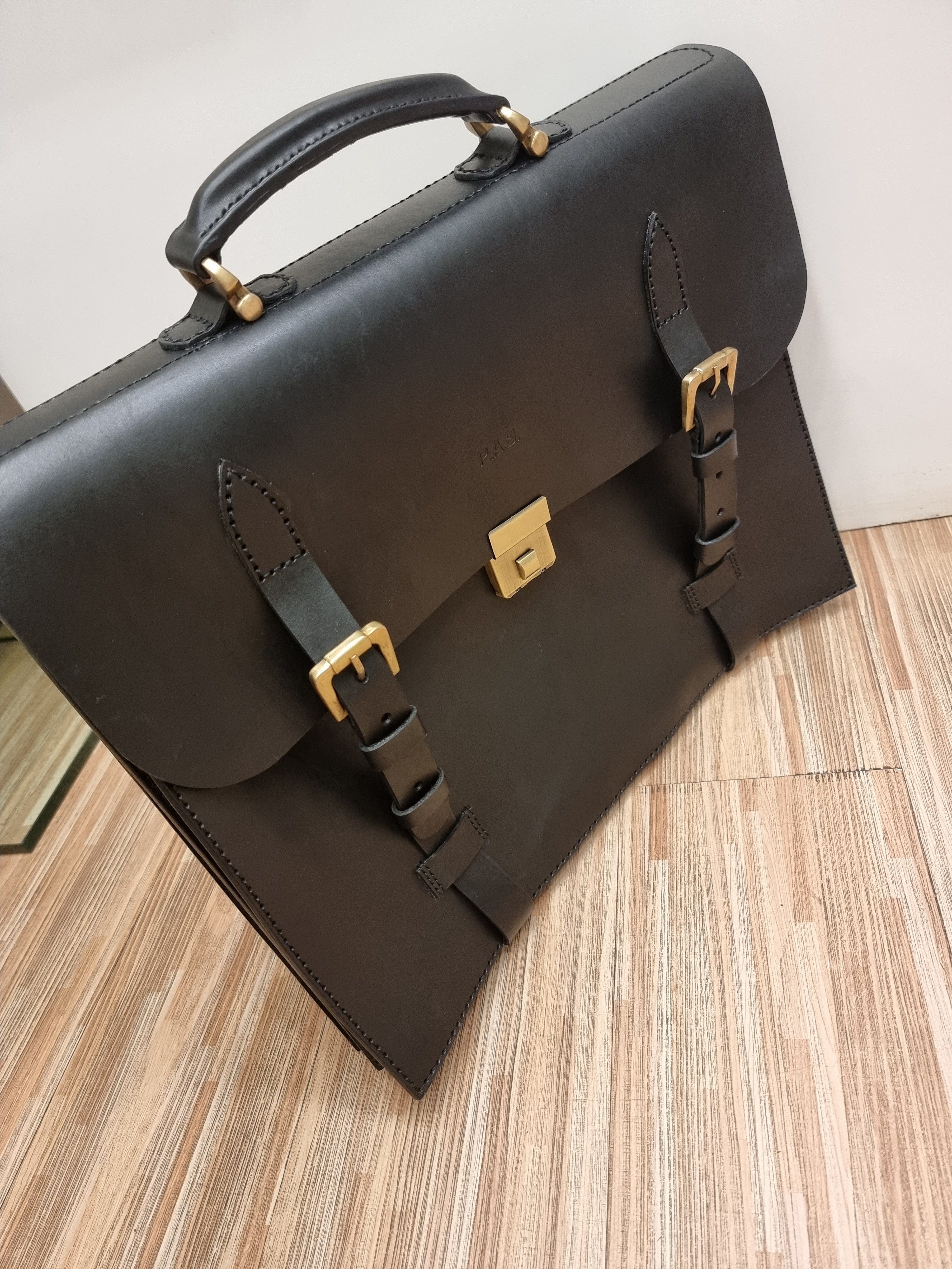 Handmade english leather briefcase Indianleathercraft