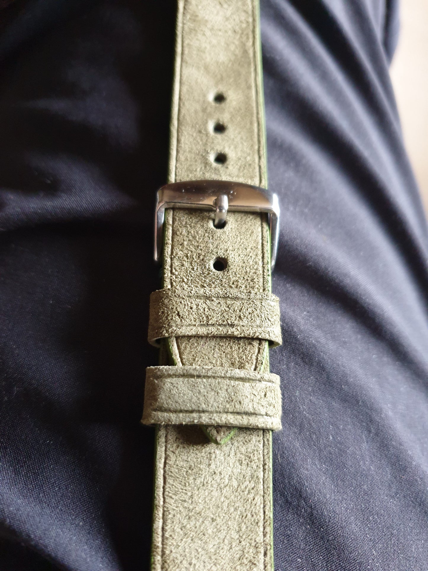 Handmade Green suede leather strap