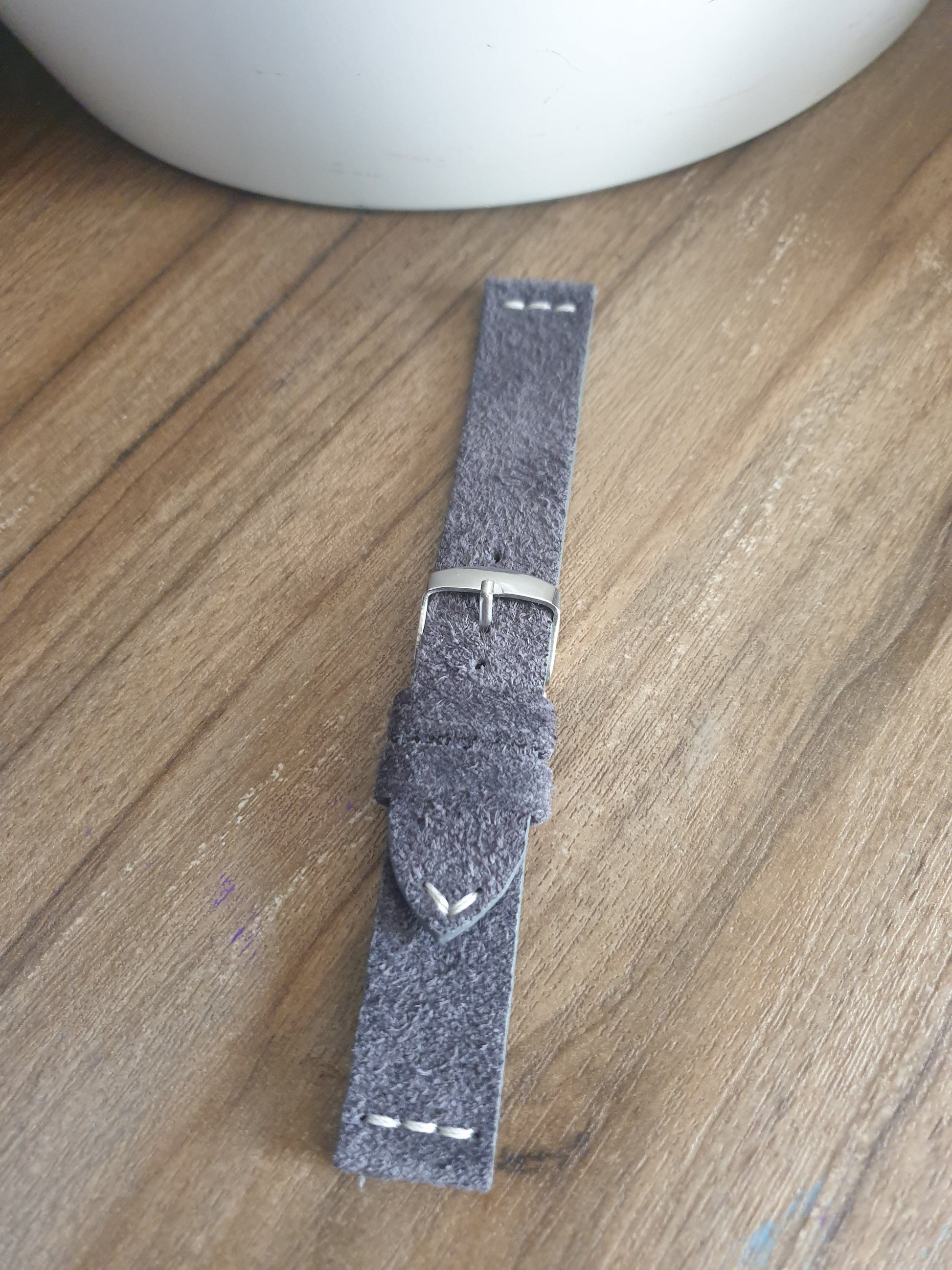 Indianleathercraft Handmade grey suede leather watch strap