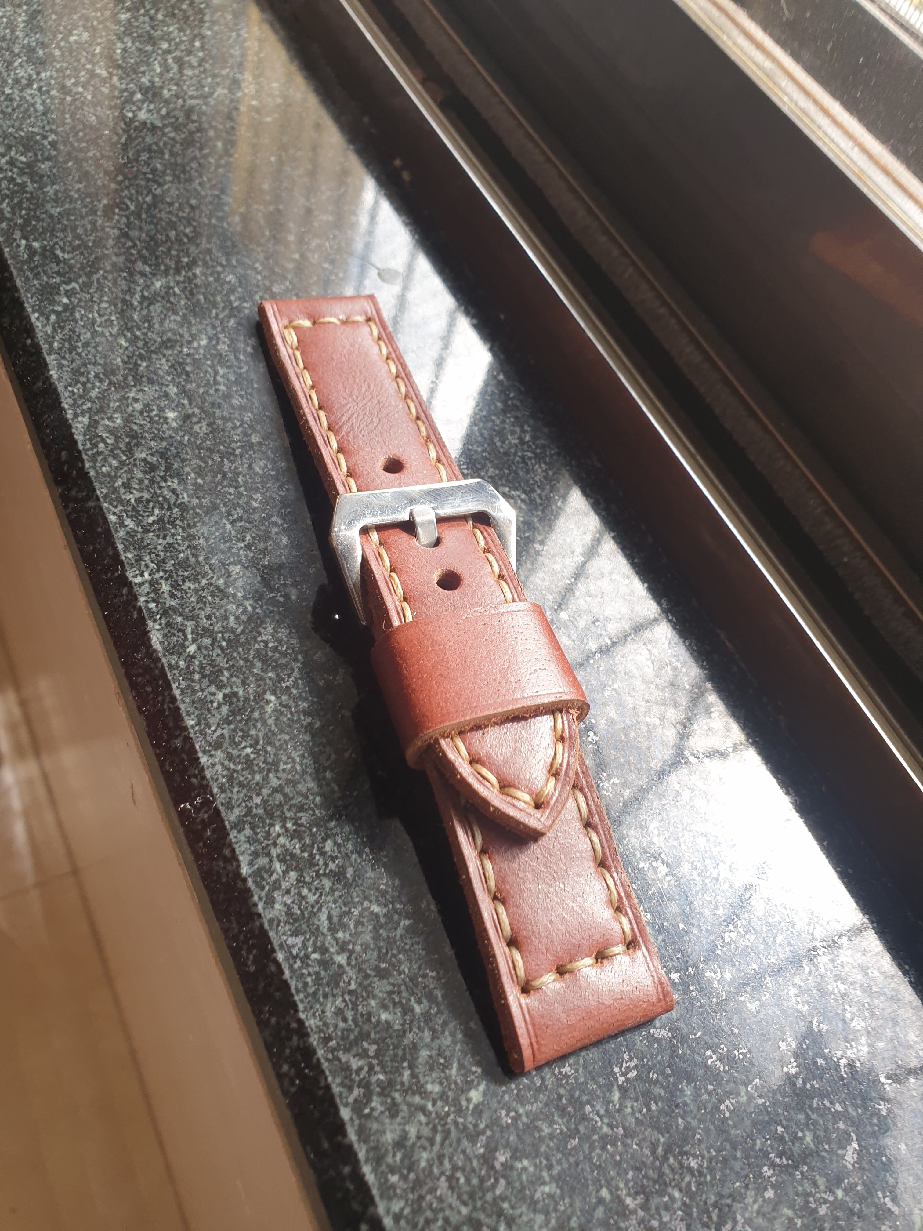 Handmade panerai leather strap 22mm Indianleathercraft