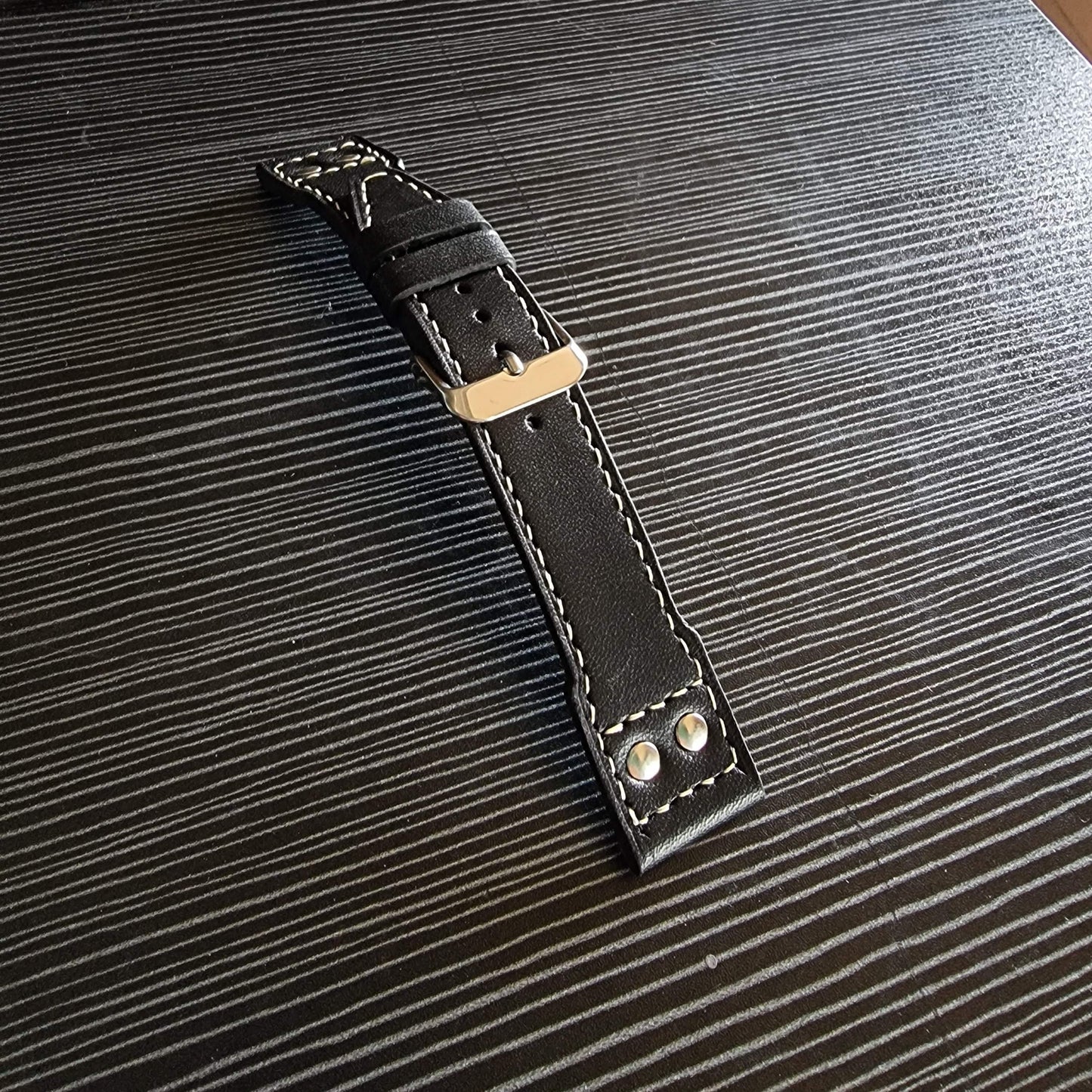 Indianleathercraft Watch Bands Black leather strap for IWC