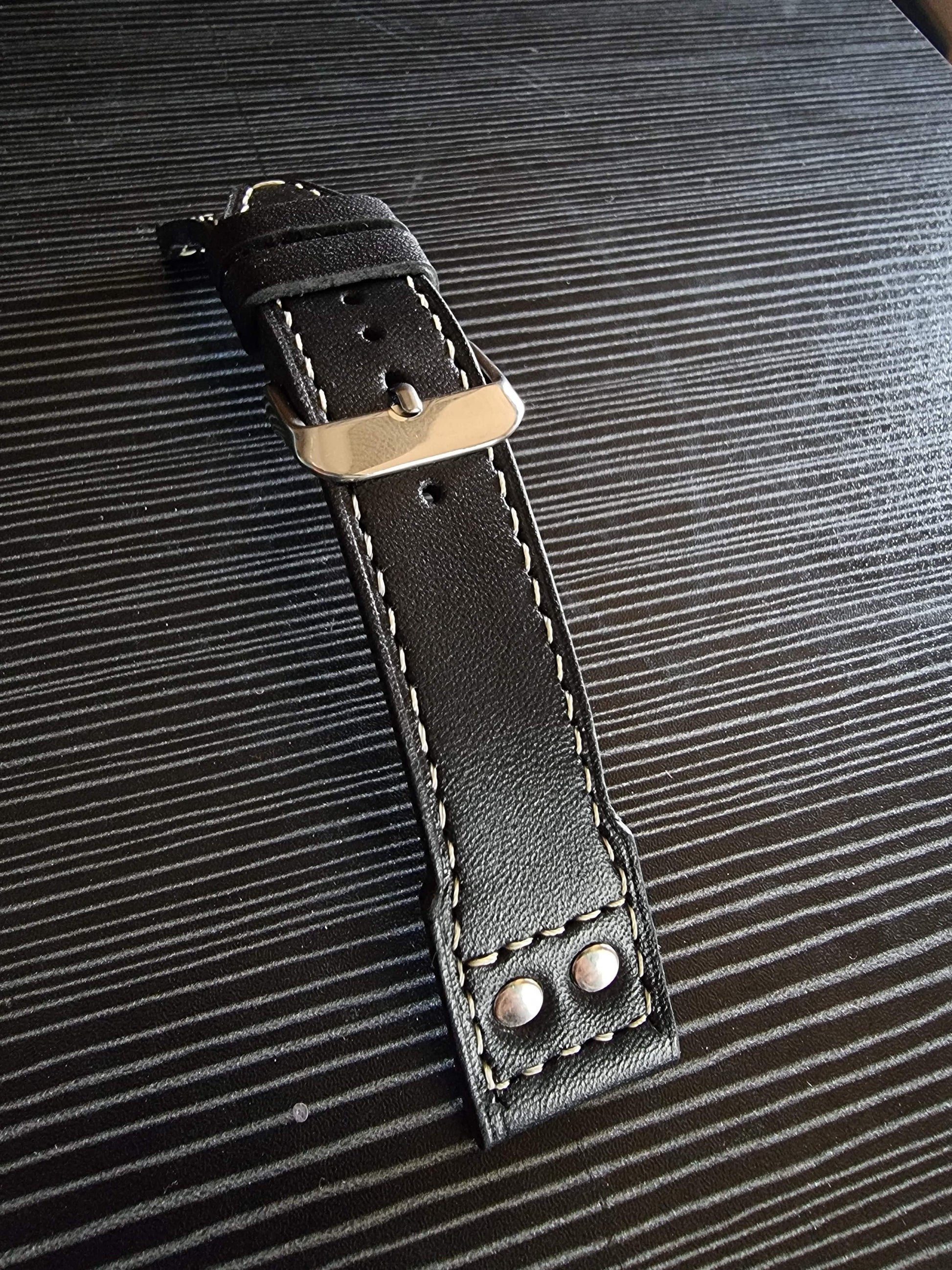 Indianleathercraft Watch Bands Black leather strap for IWC