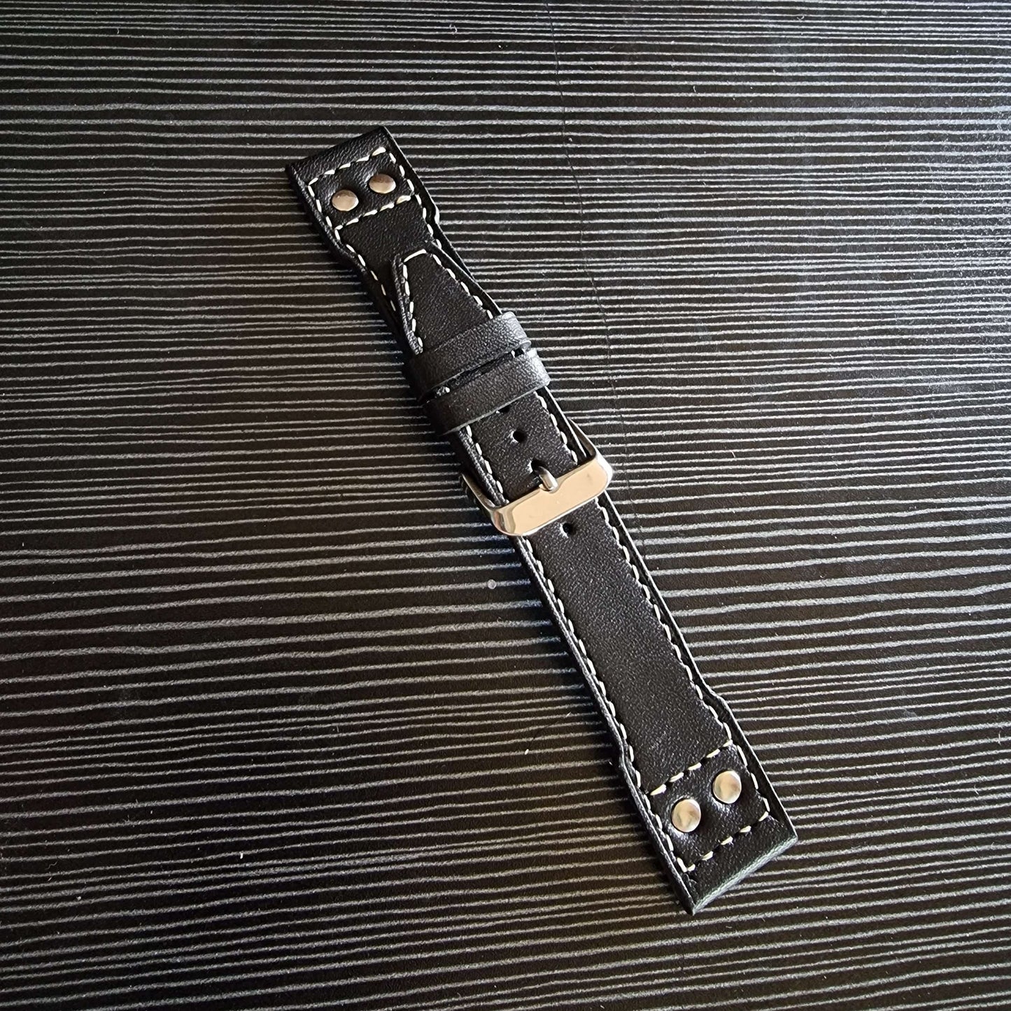 Indianleathercraft Watch Bands Black leather strap for IWC