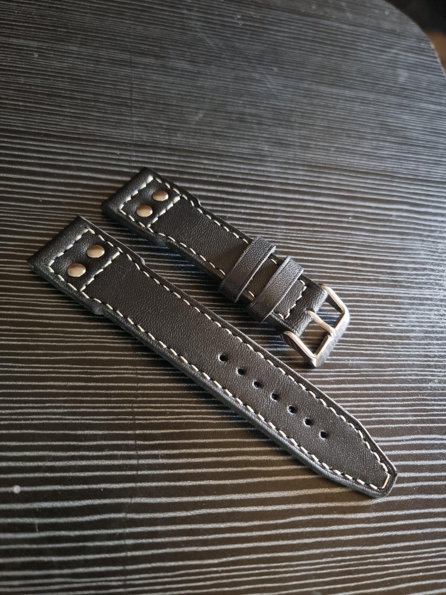 Indianleathercraft Watch Bands Black leather strap for IWC