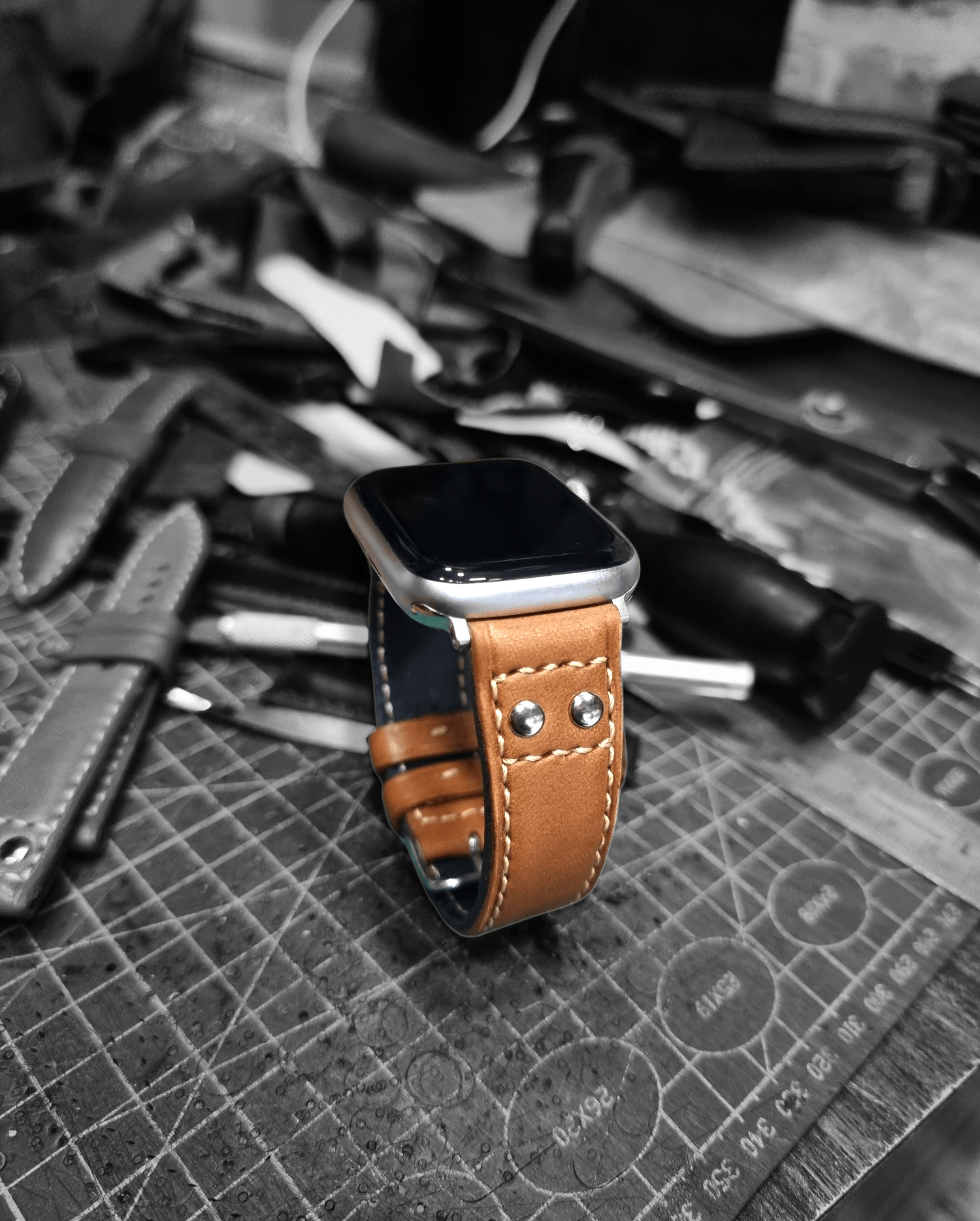 Handmade leather apple watch pilot strap indian leather craft Indianleathercraft