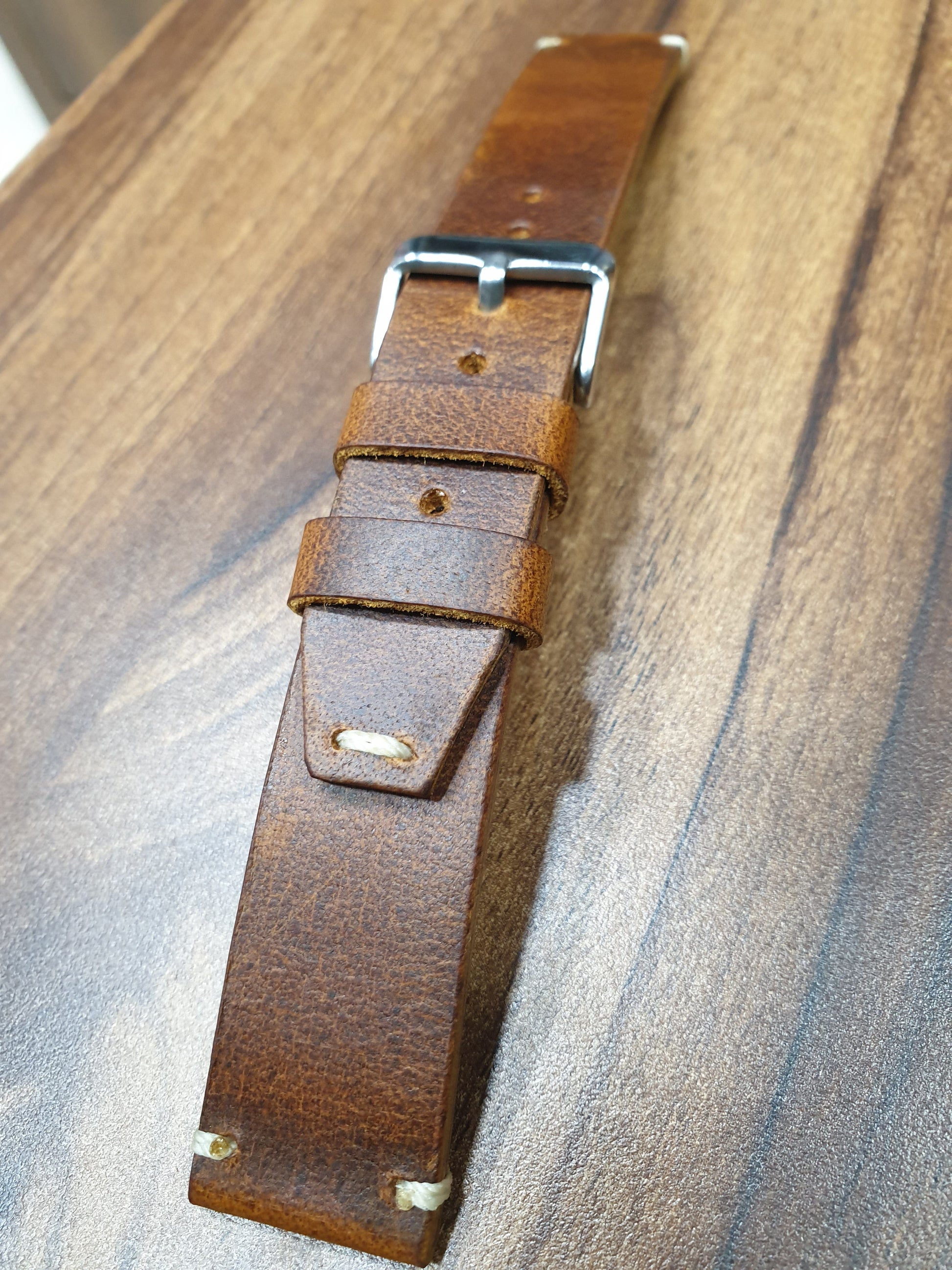 Indianleathercraft Watch Bands Handmade tobacco brown leather strap