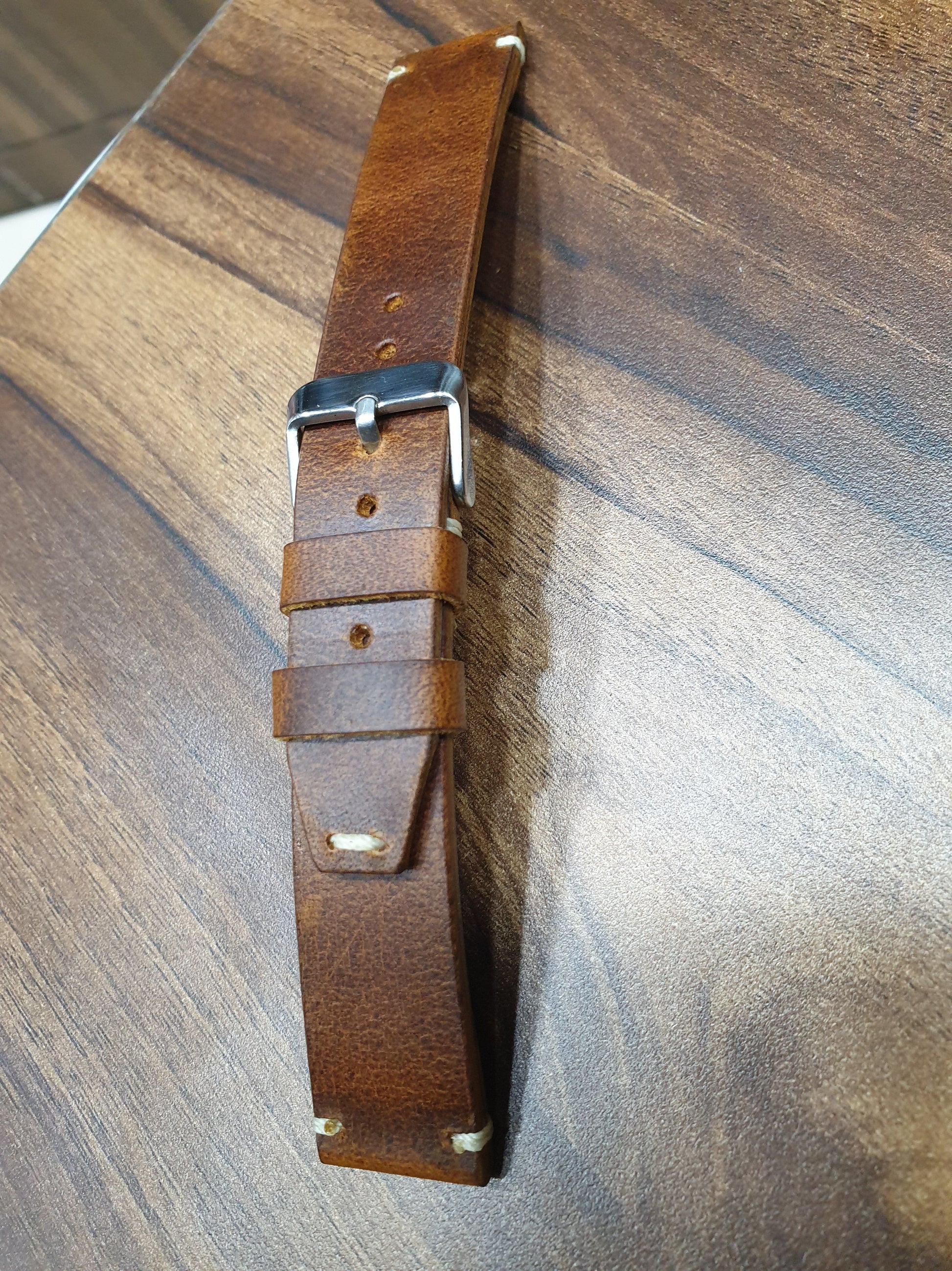 Indianleathercraft Watch Bands Handmade tobacco brown leather strap